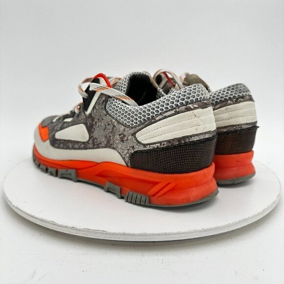 Lanvin Men Size 8 Silver Metallic White Orange Mesh Low Trainer Running Shoes - Picture 7 of 14